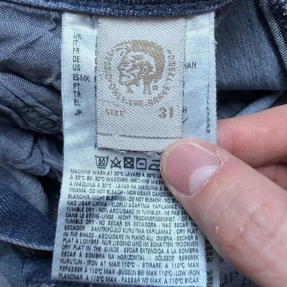 Diesel Belther Jeans Men 31x30 Blue Slim Tapered Stretch Medium Wash Denim 0857N - Picture 9 of 16